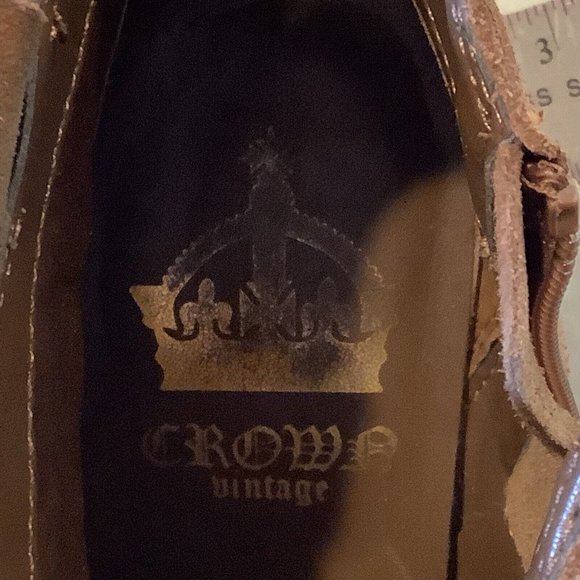 Crown Vintage Suede Leather Ankle Booties Size 8M Tan Brown With Side Zipper - Picture 8 of 9